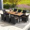 Black Rattan Acacia Wood 9 Pieces Patio Dining Set with Cushions and Umbrella Hole